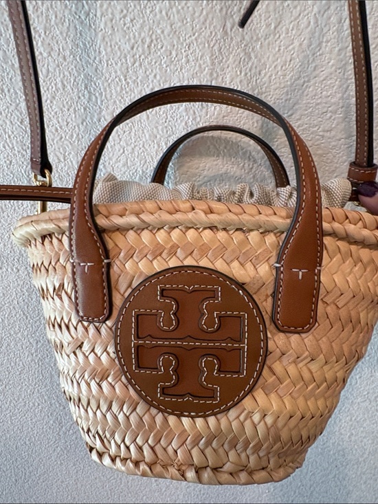 Tory Burch Handbags - Tory Burch Natural Woven Straw Tote with Brown Leather Trim